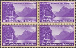 1938, B1z (geriffelt) Pro Patria, ** Viererblock, K: 100.-+