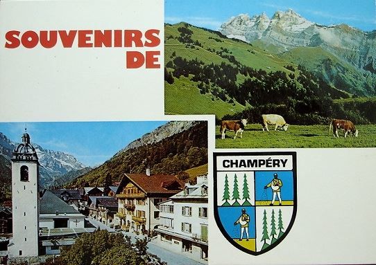 Cartes postales: 2-Bild-AK Souvenir de CHAMPÉRY Wappen – D'occasion à Jona par philajona