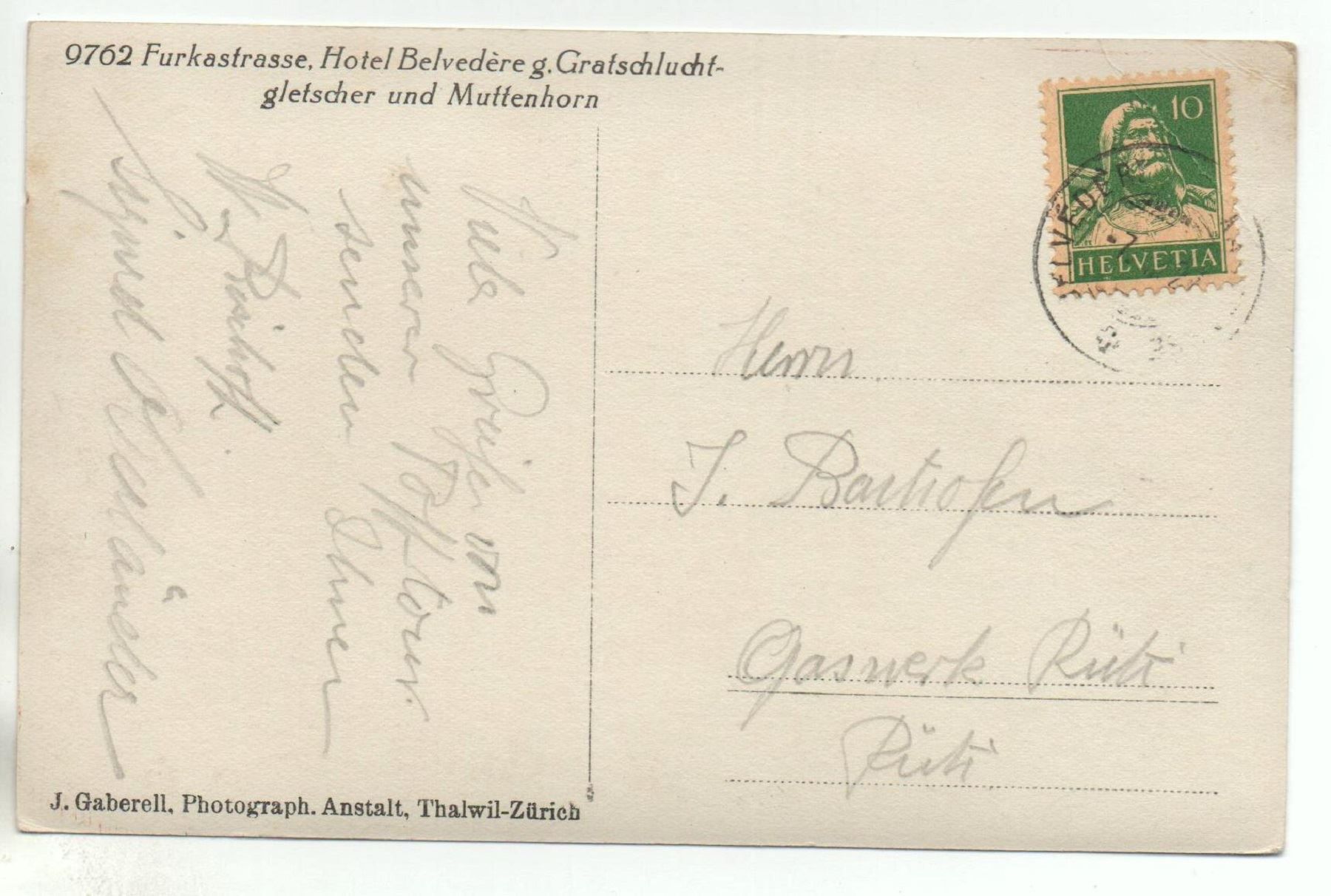 Cartoline postali: FURKA Hotel Belvedère - Auto - Tanksäule – Usato da Jona venduto da philajona 1
