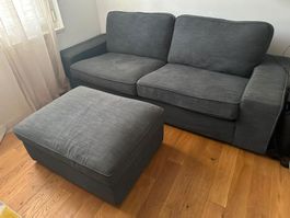 Sofa mit Hocker dunkelgrau Masse L 200cm B 90cm