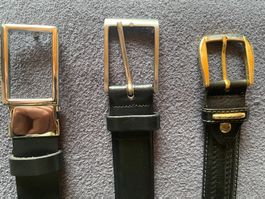 Herren Gürtel, 3 Stk., Schwarz, Leder, Top Zustand!