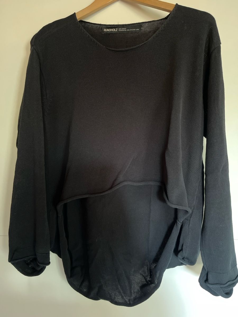 Rundholz Pullover & Sweatshirts: Rundholz Pullover Langarm M Strick Leinen-Baumwolle d.blau – Gebraucht aus Rüegsbach von Taenki