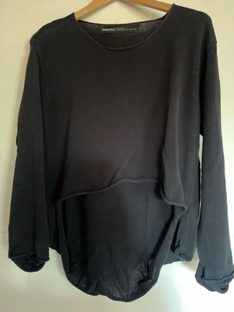 Rundholz Pullover Langarm M Strick Leinen-Baumwolle d.blau
