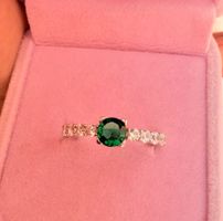 Bague argent pierre verte et zircons