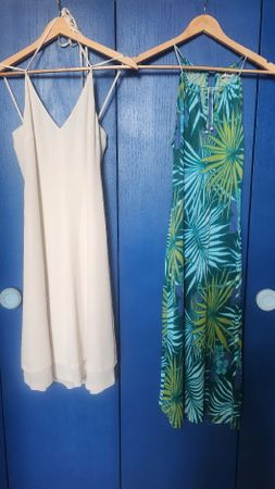Sommerkleider Set Weiss & Grün gemustert Gr. 36