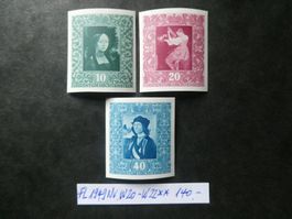 FL 1949 Nr. W20-W22 postfrische ** Ausschnitte