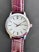 Herren Armbanduhr silberfarben braunes Armband fabrikneu!!
