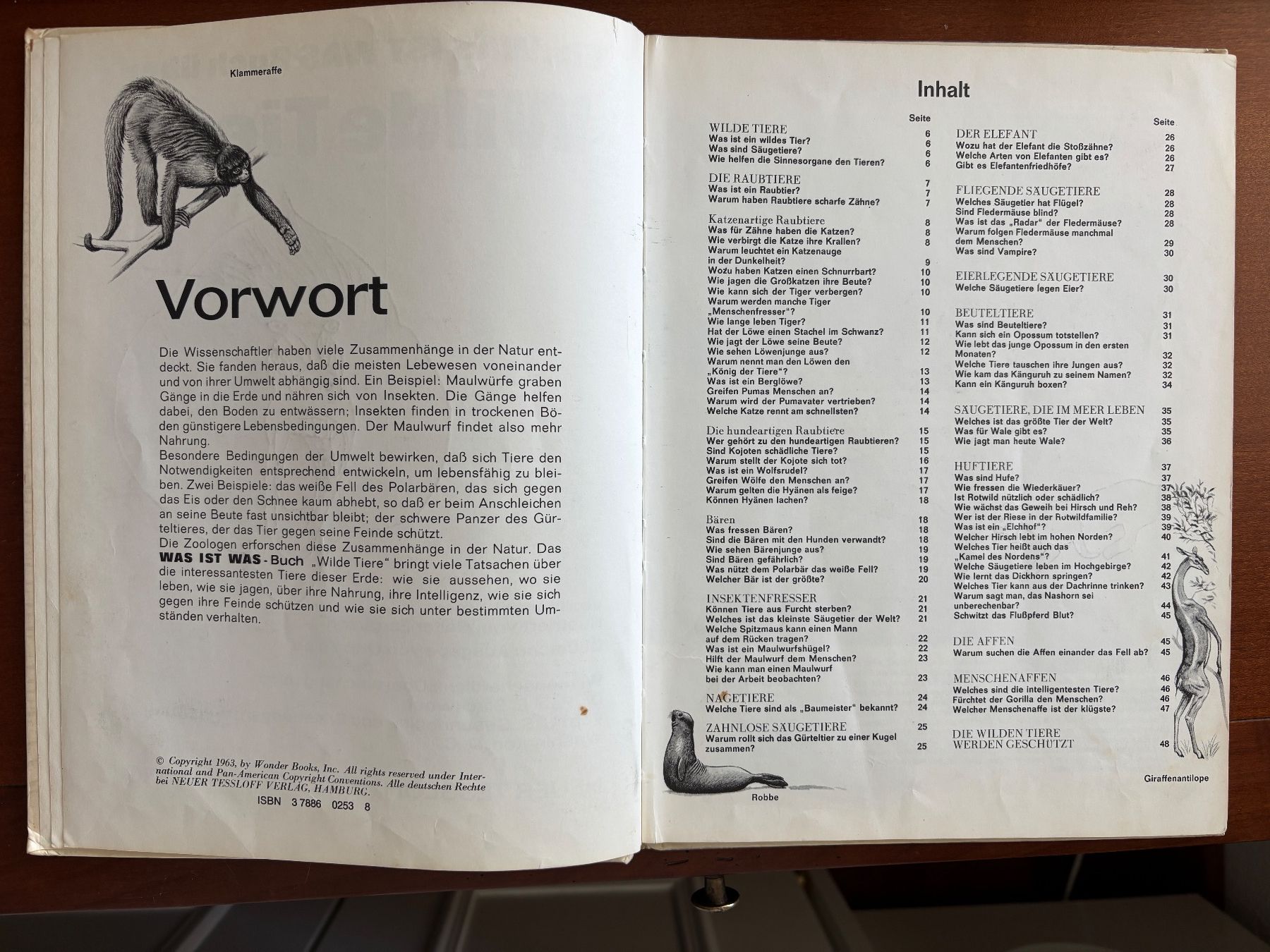 Libri: Was ist Was, Bd. 13: Wilde Tiere 1963 – Usato da THERWIL venduto da Fcbbasel 1