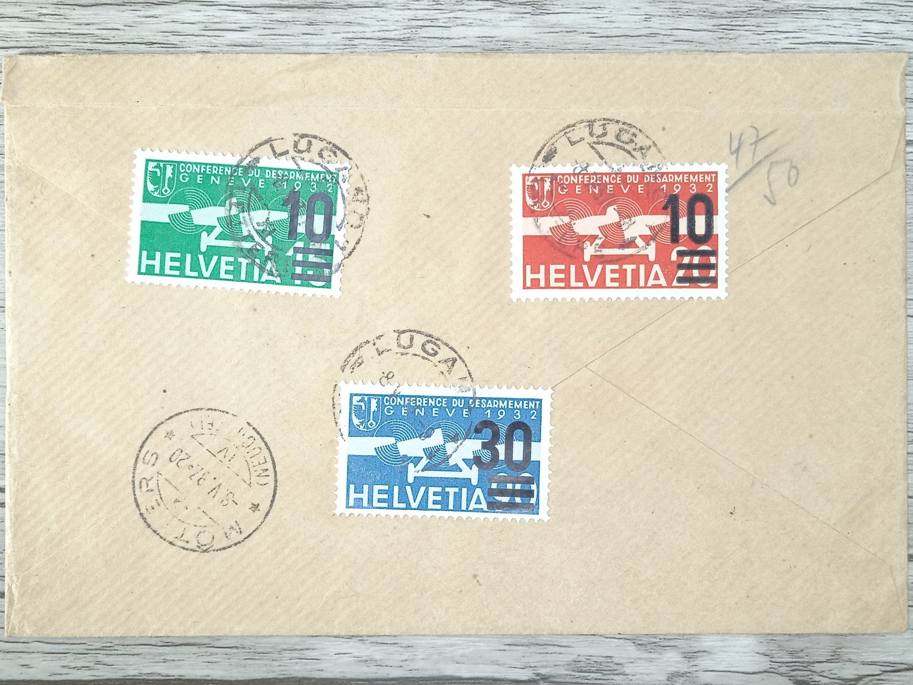 Tutti i francobolli: TR90 Enveloppe + Timbre Suisse 1937 – Usato da Cousset venduto da Patrick_Collections