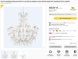 Grosser, eleganter 10-flammiger Kronleuchter im Shabby-Chic