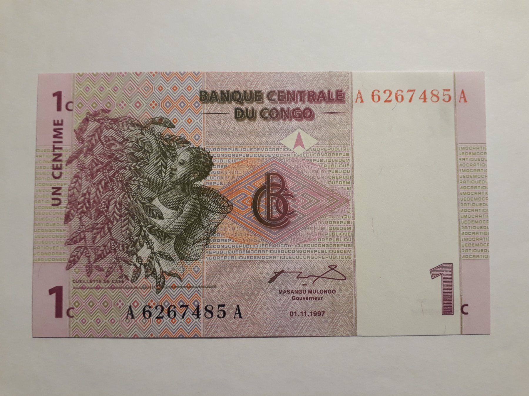 Banconote: KONGO - 1 Centime 1997 UNC (A6267485A) – Nuovo (secondo la descrizione) da Wichtrach venduto da LuckyLuke69