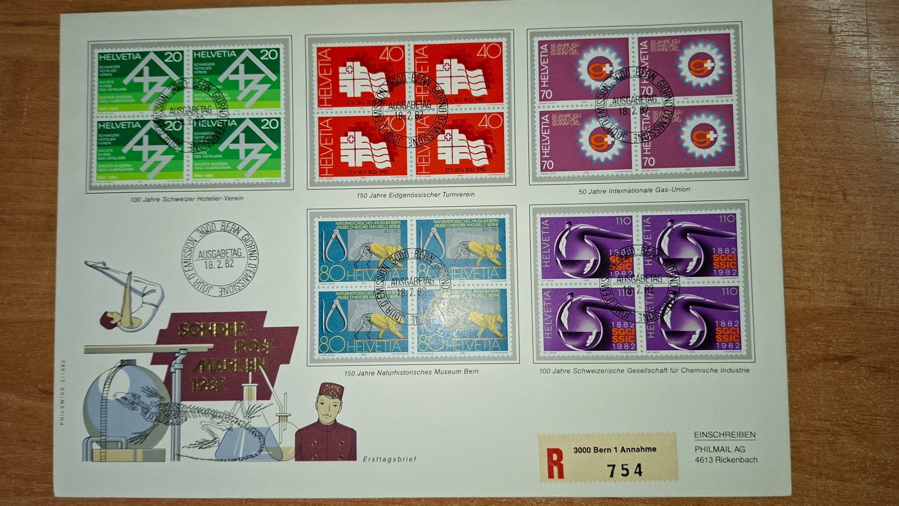 Alle Briefmarken: F1980 - 2 FDC Grossformat (Pro Aero 81, Prop 1982) – Gebraucht aus Trélex von Phil_Albert 1