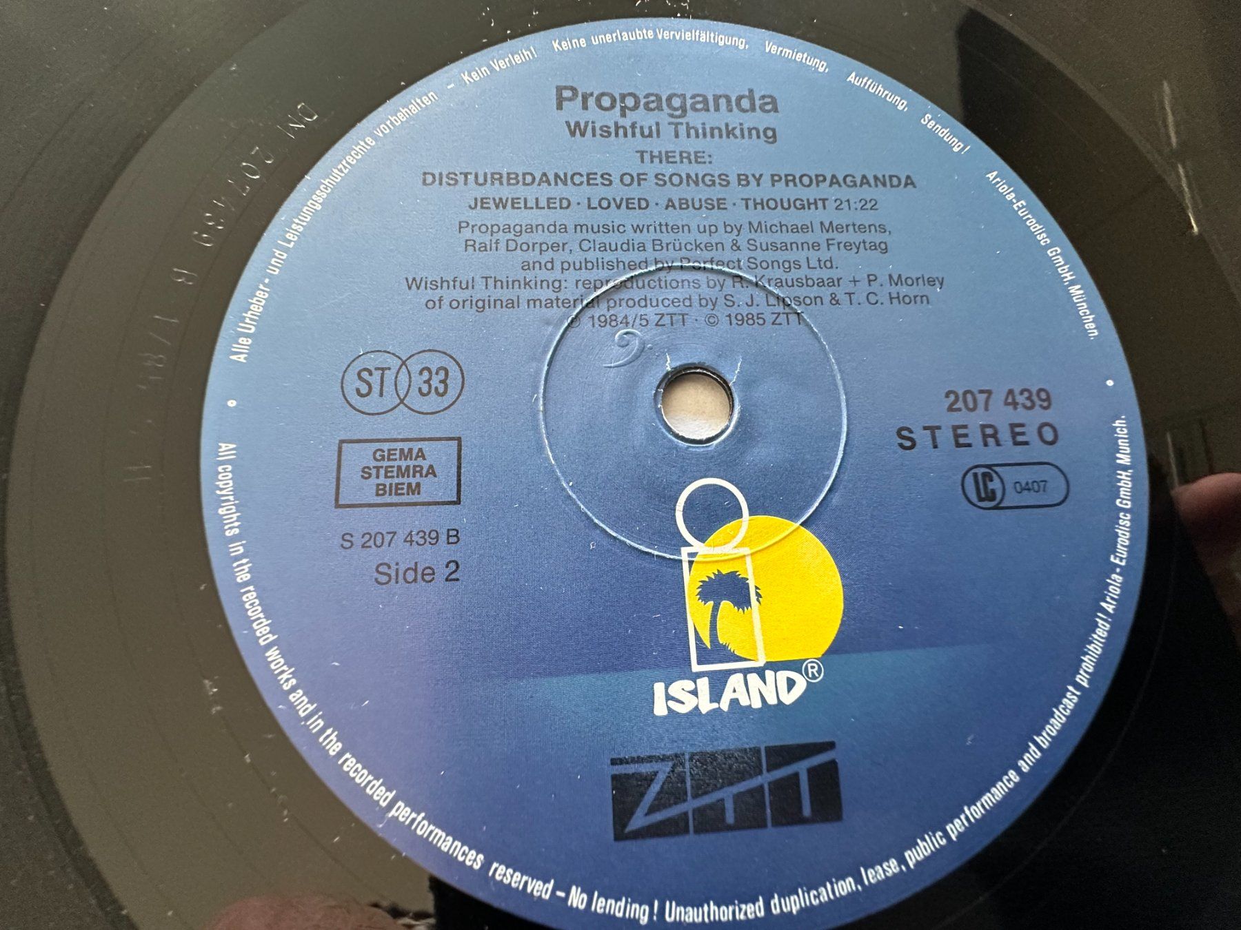 Dischi in vinile: PROPAGANDA 12 WISHFUL THINKING – Usato da Sion venduto da jaipur1401 3
