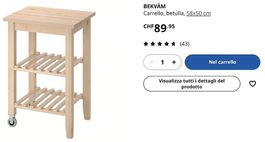 Tavolo/Carrello Ikea Bekvam in legno di betulla