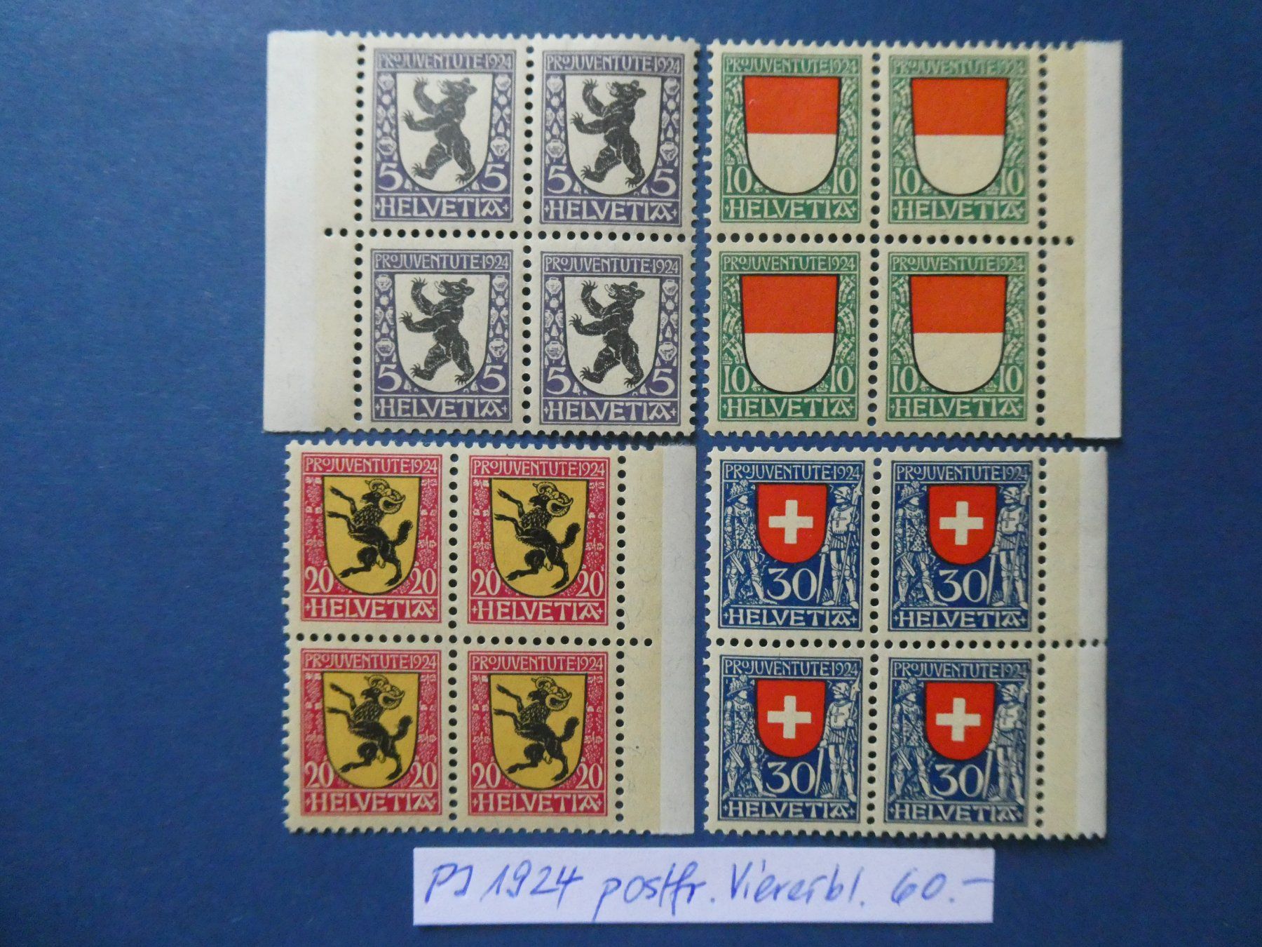 Tutti i francobolli: PJ 1924 postfrische ** Viererblöcke – Usato da Lausen venduto da Herbamare01