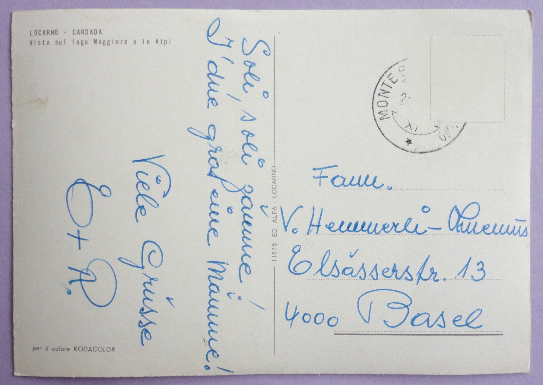 Cartoline postali: Locarno - Cardada – Difettoso da Fétigny venduto da Billy2miny 1