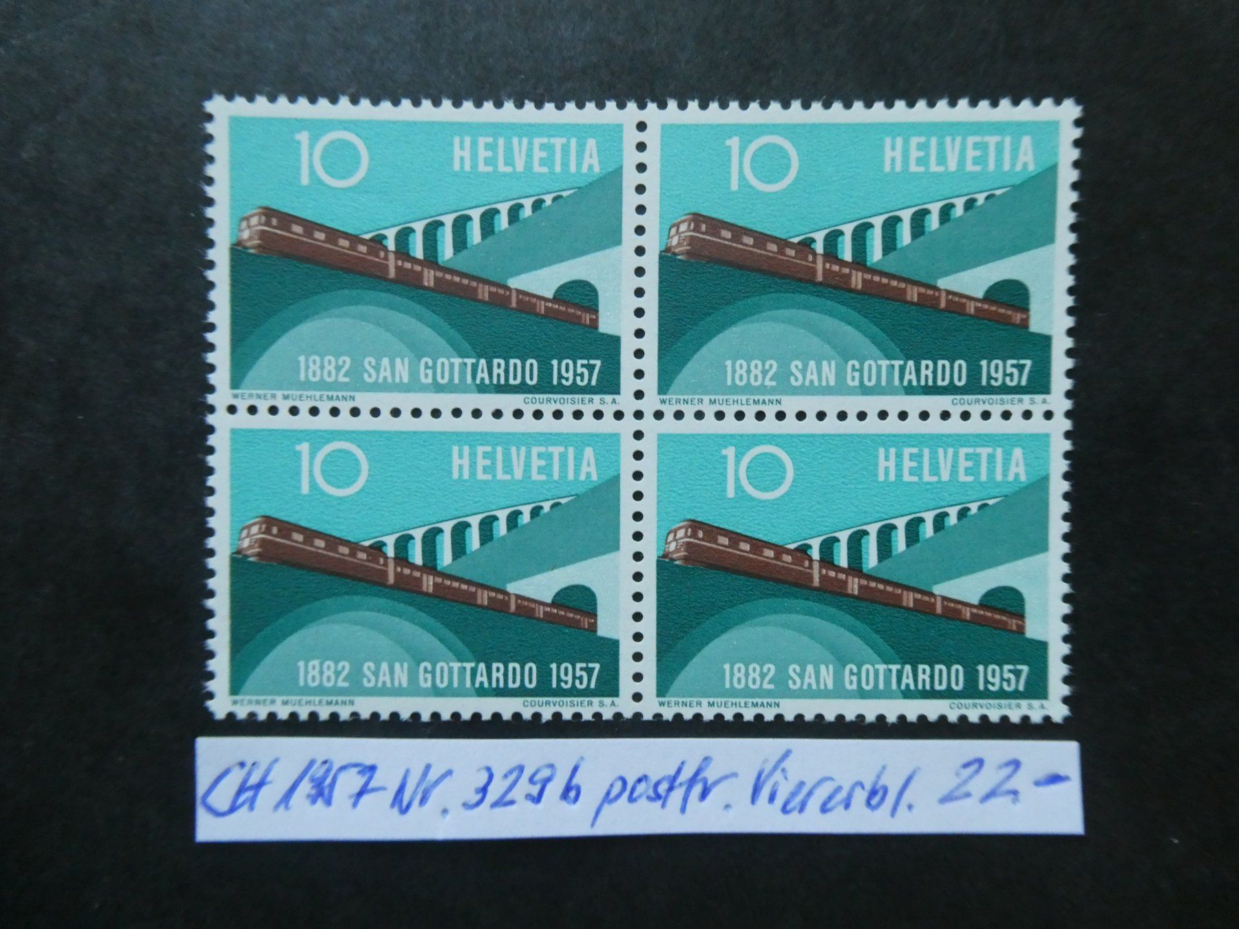 Tutti i francobolli: CH 1957 Nr. 329b postfrischer Viererblock – Usato da Lausen venduto da Herbamare01