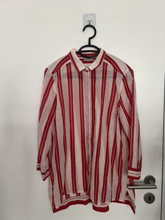 Damen Bluse rot-weiss gestreift