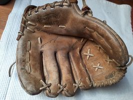 Baseball Vintage Glove Rawlings GT100 left , Ball und Badge