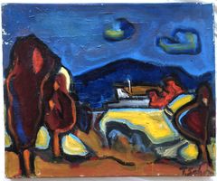 Ölgemälde - Expressive Abendlandschaft (Klassische Moderne)