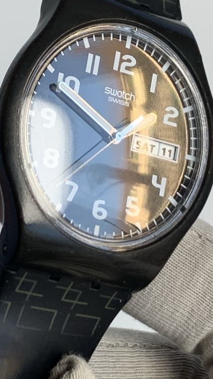 Swatch Armbanduhr, Schwarz, Vintage 3