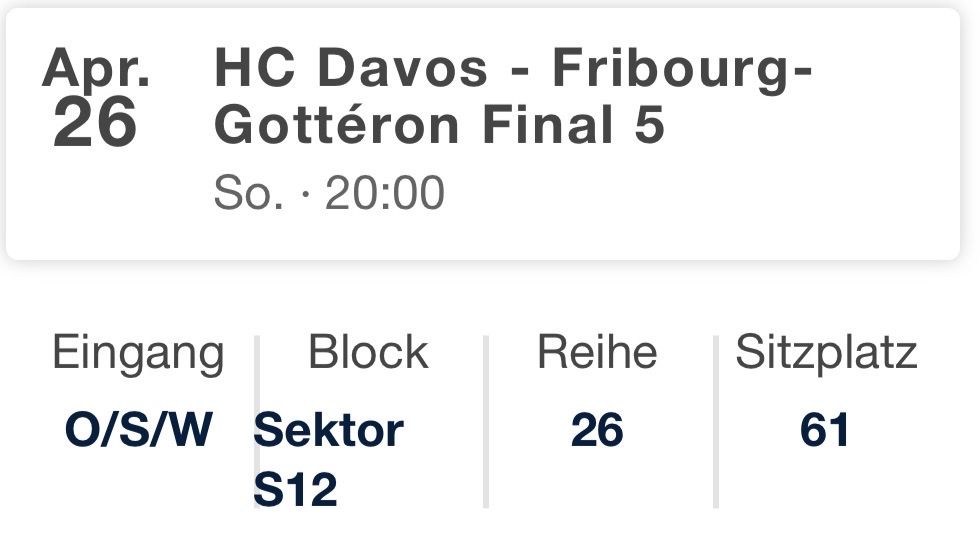 HCD - HCFG Ticket Finalspiel 5 (Neu und originalverpackt) in Klosters ...