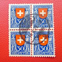 1924: J32 im Viererblock gestempelt, Kat: 120.-