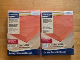 2 Meradiso Jersey-Spannbettlaken 90-100x200cm neuwertig
