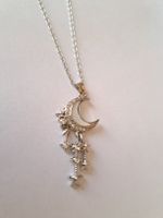 Mond & Sterne Halskette mit Anhänger Strass Silberfarben