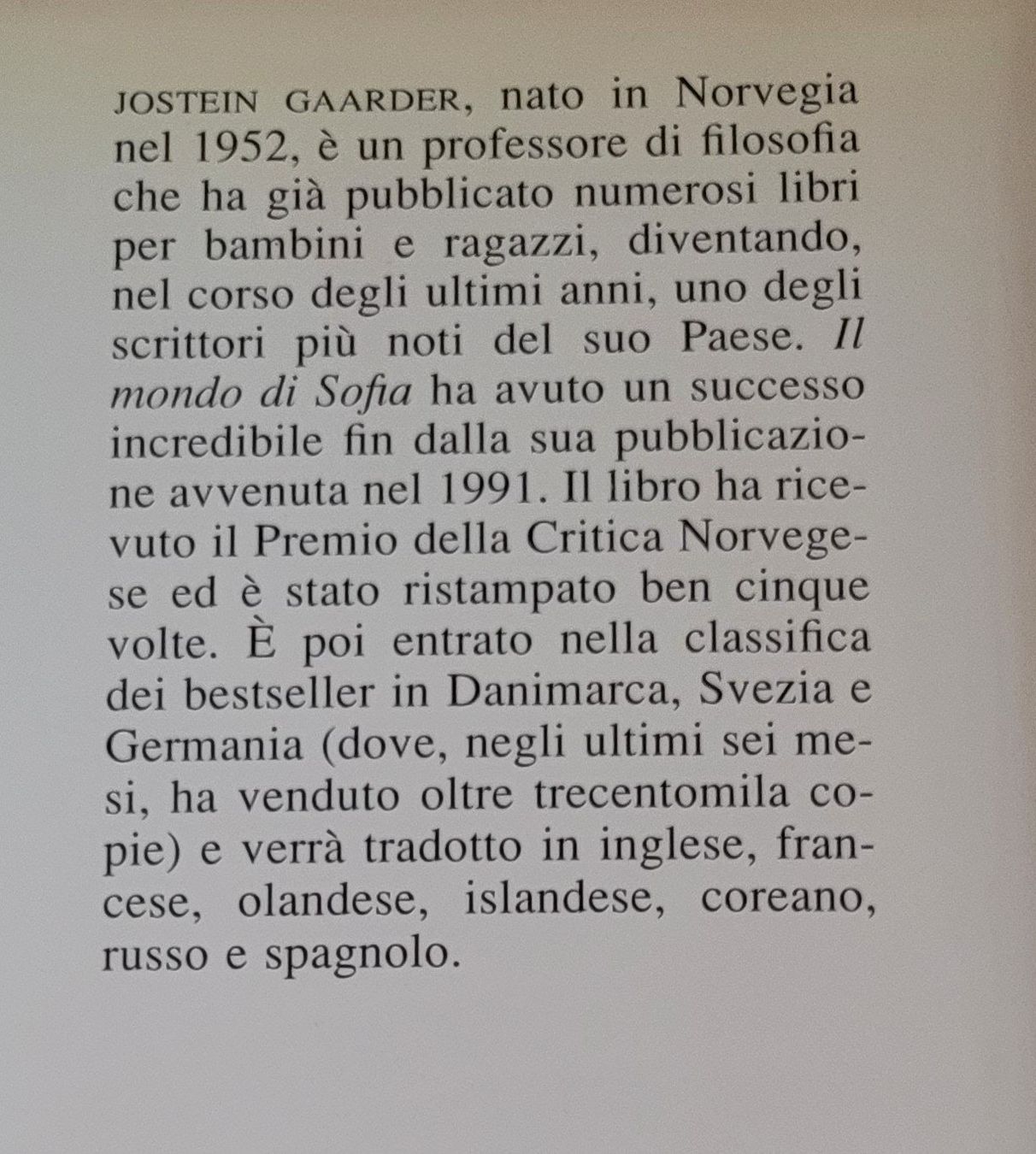 Libri: Jostein Gaarder - Il mondo di Sofia (Sofies Welt) – Usato da Zürich venduto da fourpaws 5