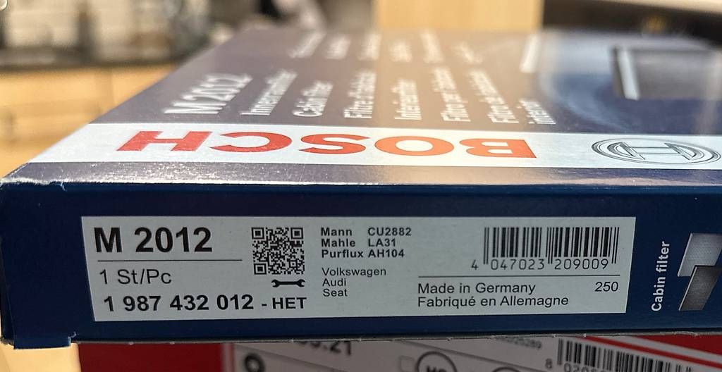 Bosch Tutti pezzi di ricambio auto: Filtre habitacle BOSCH M2012 – Nuovo e nell'imballaggio originale da Cortaillod venduto da kim_g27y 1