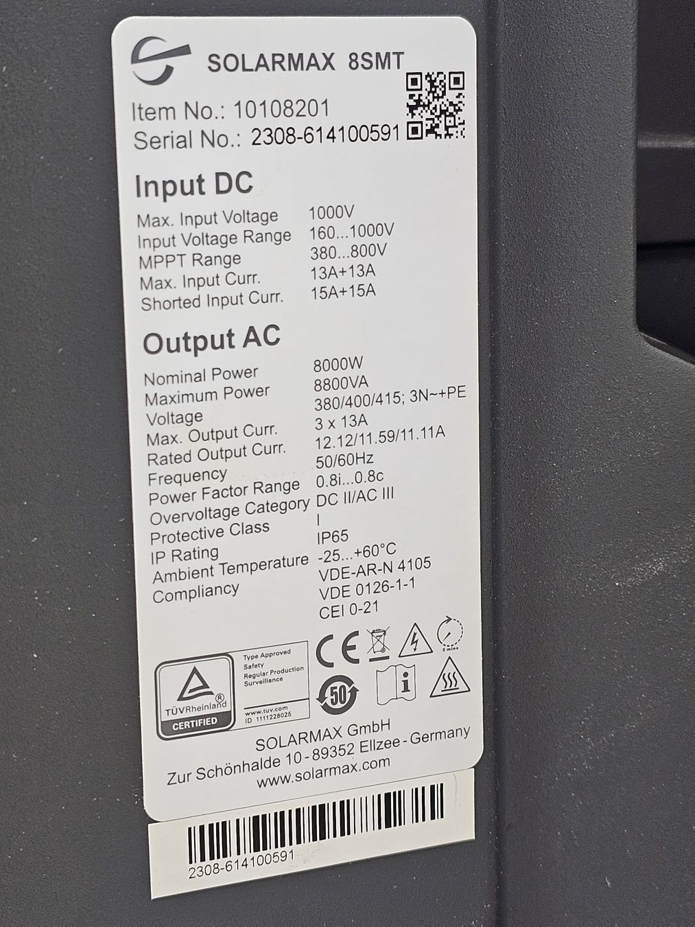 Inverter: SolarMax 8kw zu Solaranlage – Usato da Seedorf BE venduto da REWOLO 2