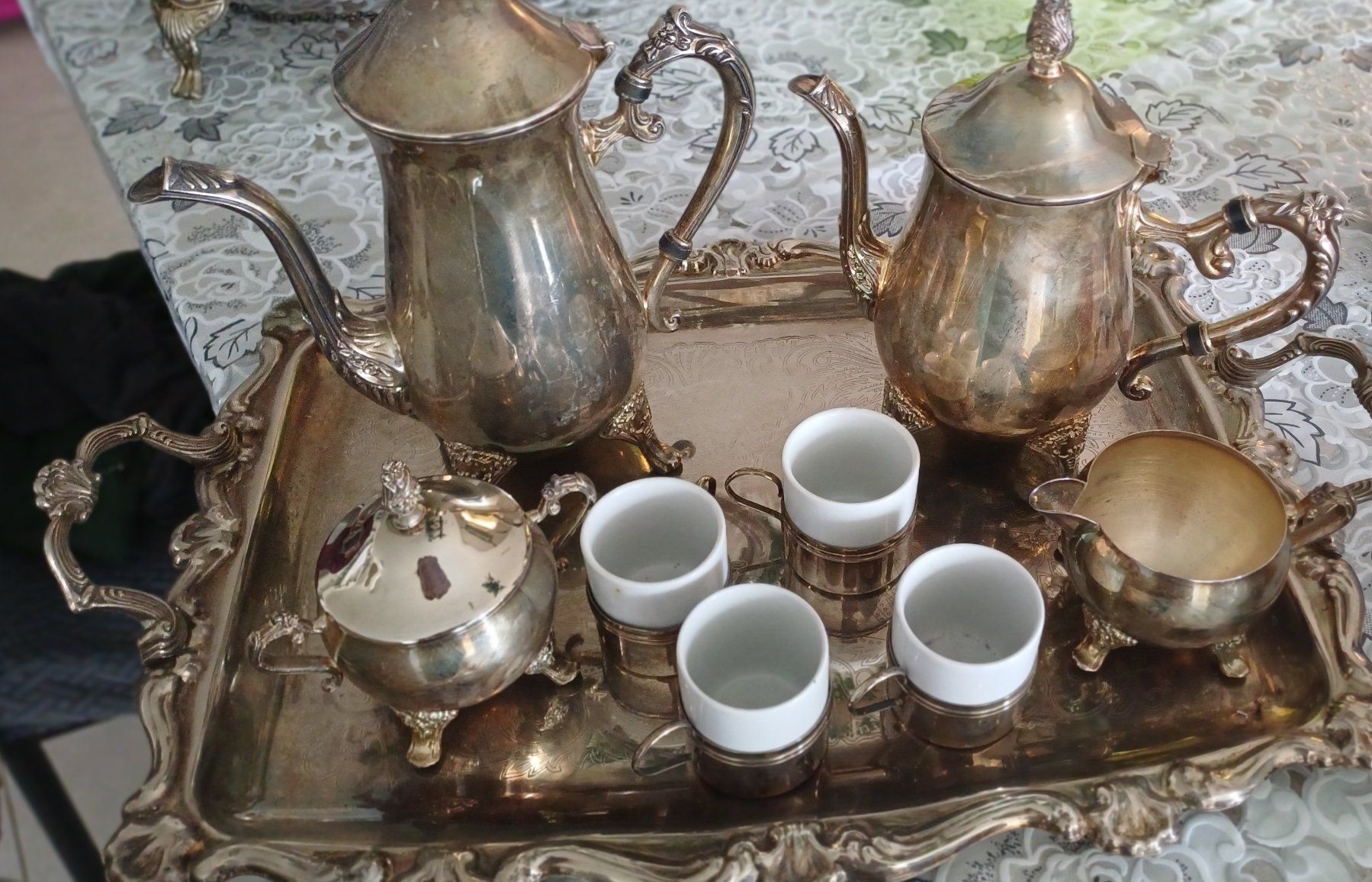 Set di piatti: Prunkvolles 5-teiliges Kaffee- & Teeservice versilbert – Usato da stansstad venduto da lil_h8yg 3