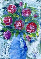 Gemälde: Blumen in der Vase. Handgemalt. Unikat, Stillleben 