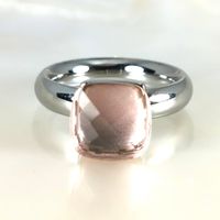 Bague acier "Qudo" pierres synth.- Rose - T.52