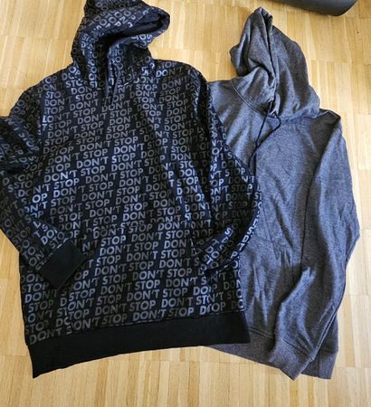 2 Kapuzensweathirt mit Taschen schwarz und grau