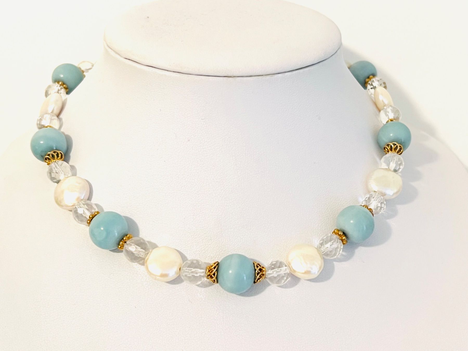 Colliers: Amazonit & Perlen Halskette - Silber Vergoldet – D'occasion à Rüschlikon par ThereseJewelryDesign