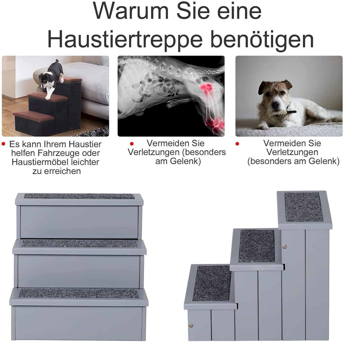Altro in Accessori per animali: Pawhut Haustiertreppe mit Teppich Grau – Nuovo e nell'imballaggio originale da Bottighofen venduto da zaap 3