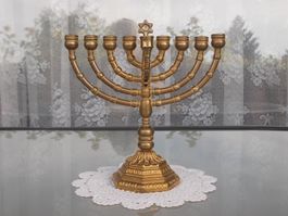 24cm Original jüdischer Messing Hanukka-Menora Kerzenständer