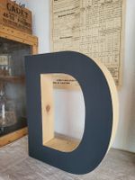 holzbuchstabe d, unikat, deko, industrie, shabby anthrazit