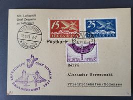 1931, Postkarte mit Luftschiff Graf Zeppelin 