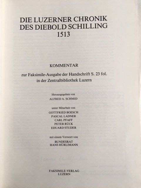 Bücher: LUZERNER CHRONIK DES DIEBOLD SCHILLING + KOMMENTARBAND – Gebraucht aus Honau von sainj 9