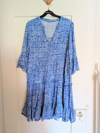 A--Linienkleid blau-weiss Grösse Gr. M Viskose 