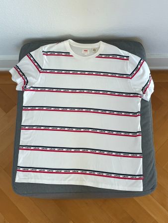 Levi’s T-shirt allover logo rayé – Blanc – XL
