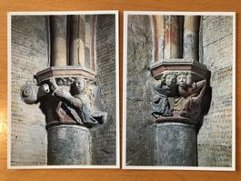 2x Postkarten Romainmôtier Chapiteau du choeur
