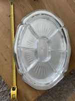 Serviertablett mit 6 Glasschalen Metallrand gebraucht