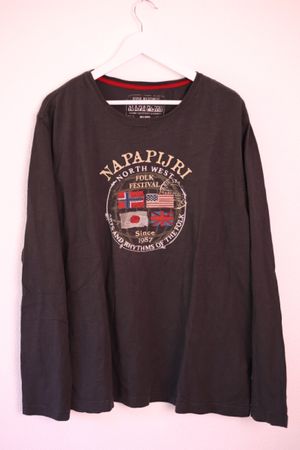 Napapijri Langarmshirt Herren 3XL Grau Vintage-Stil