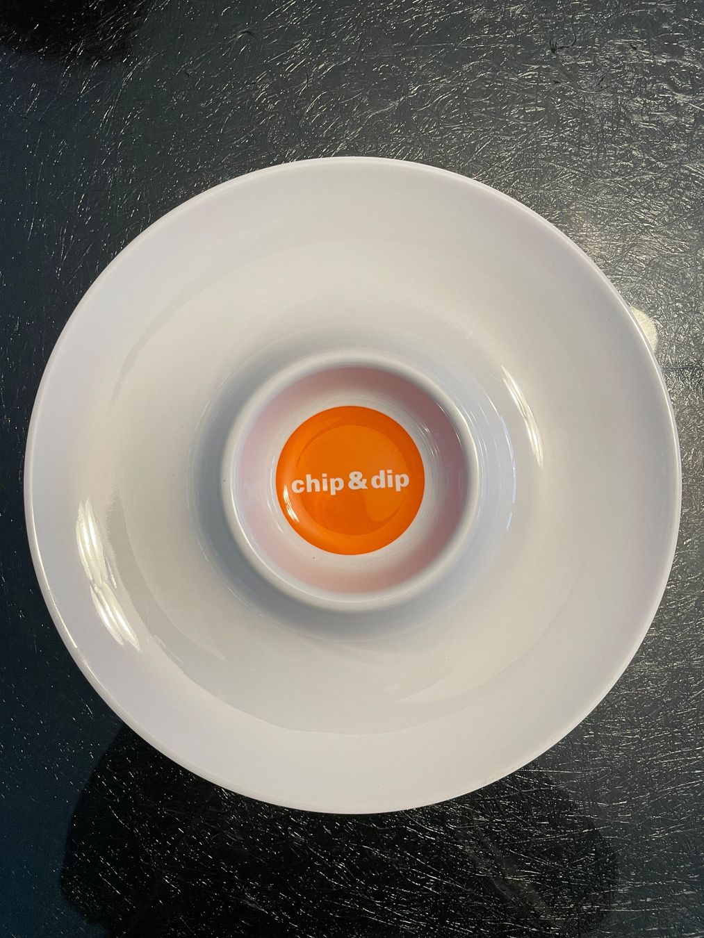 Teller: Servierschale / Teller rund chip & dip, weiss – Gebraucht aus Sutz von fx05