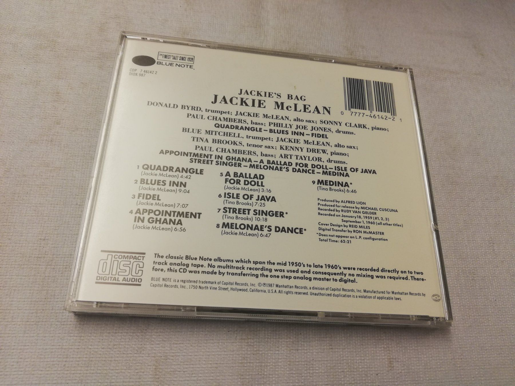 CD: JACKIE MCLEAN - JACKIE'S BAG – Usato da Bern venduto da Vinylsound.ch 1
