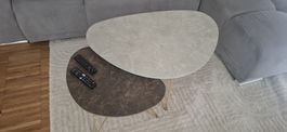 2er Set Beistelltische Oval Steinoptik 50x30cm 40x25cm